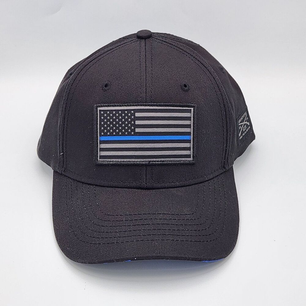 Grunt Style Thin Blue Line American Flag Hat Black Snapback Back The Police USA